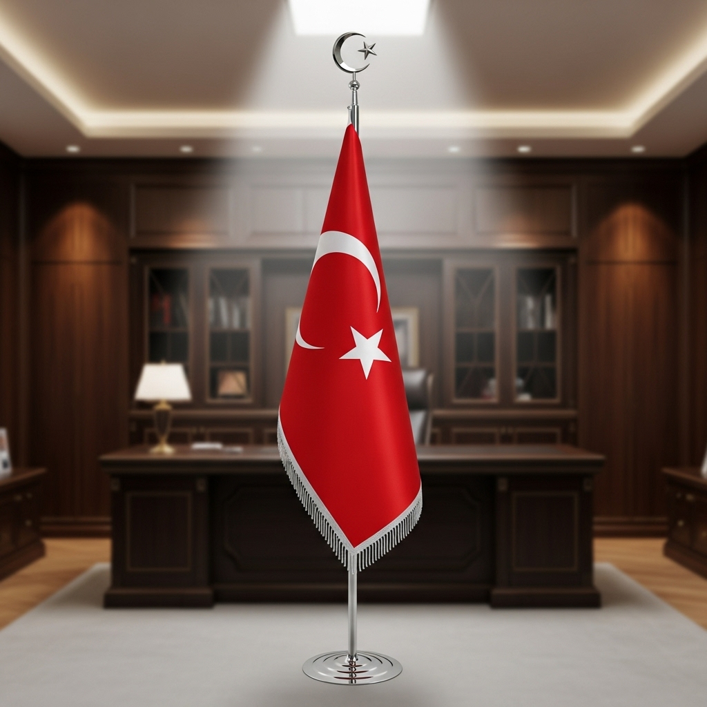 Gümüş Saçaklı Makam Odası Bayrağı - Esenyurt tabela baskı ürünü
